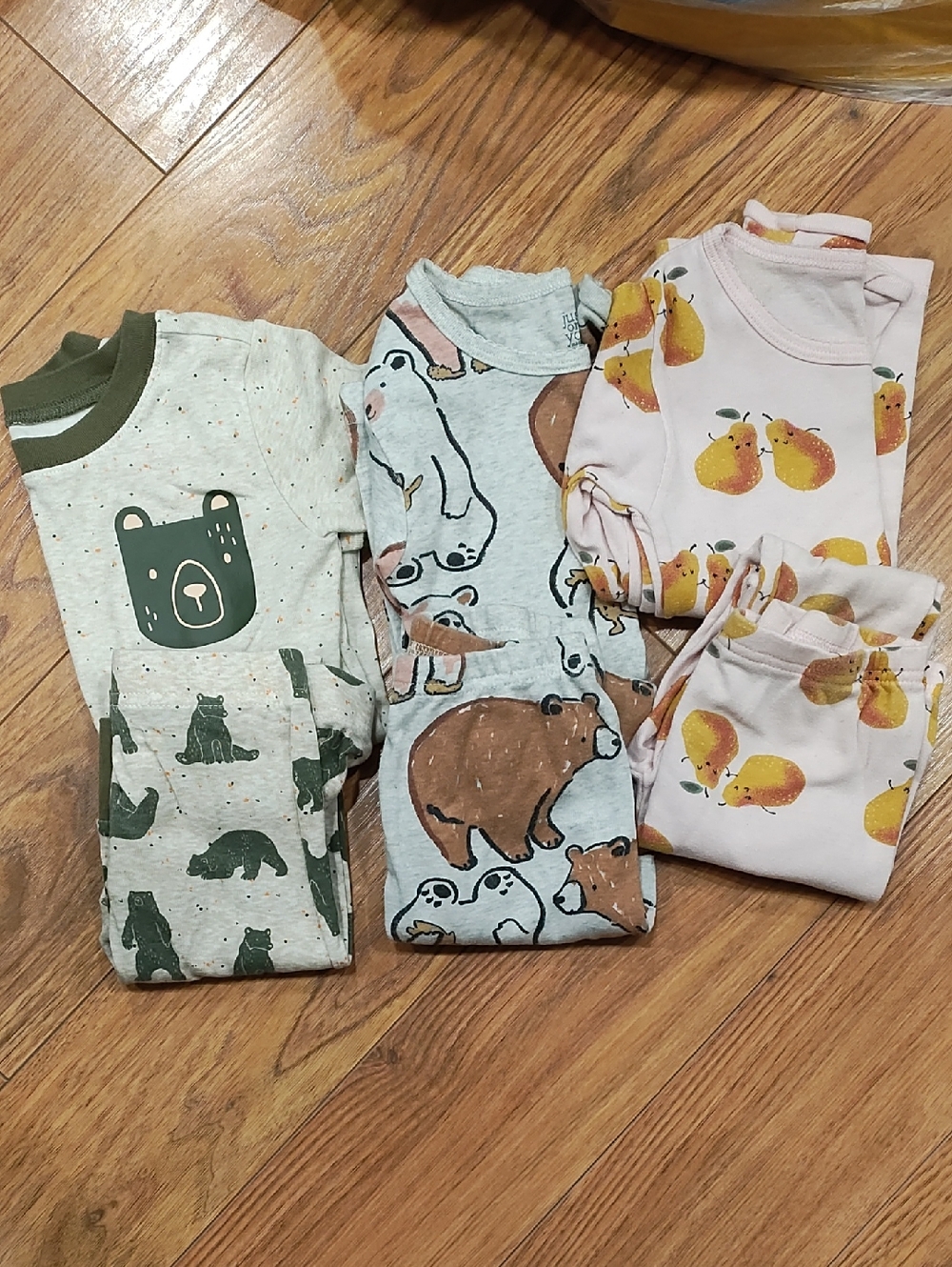 Kids Pajama  Bundle with Bears & Pears - Pink, Gray, Green